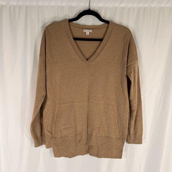 Gap Wool Blend Blouse Women's Small Brown Knit Vneck Long Sleeve Pullover - Picture 1 of 6